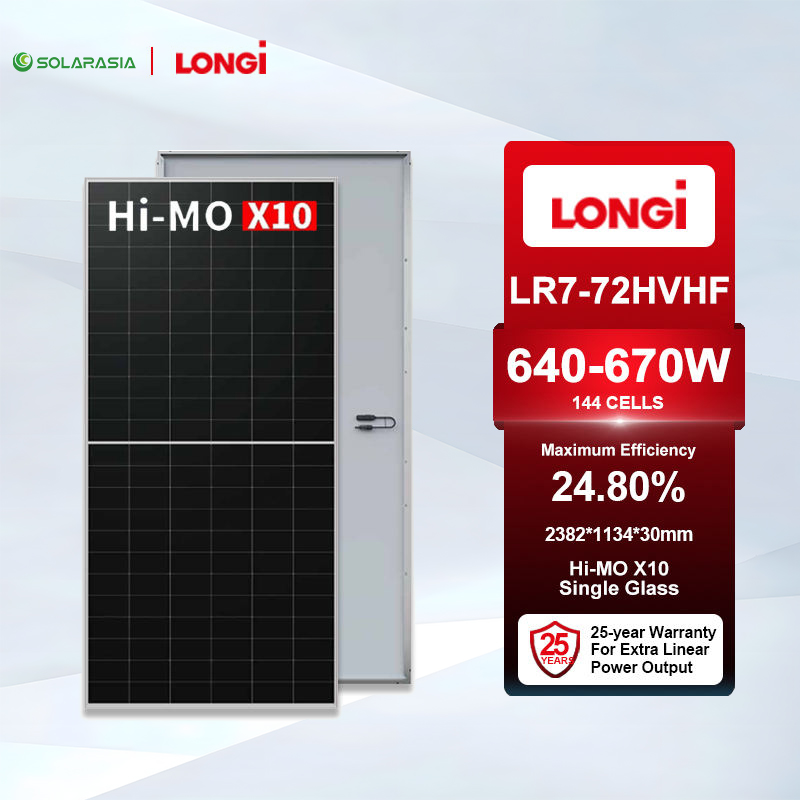 Paneles Solares Longi Himo X10 Monocrystalline Solar Panels 640W 645W 650W 655W 660W 665W 670W Panel for Electricity Generation