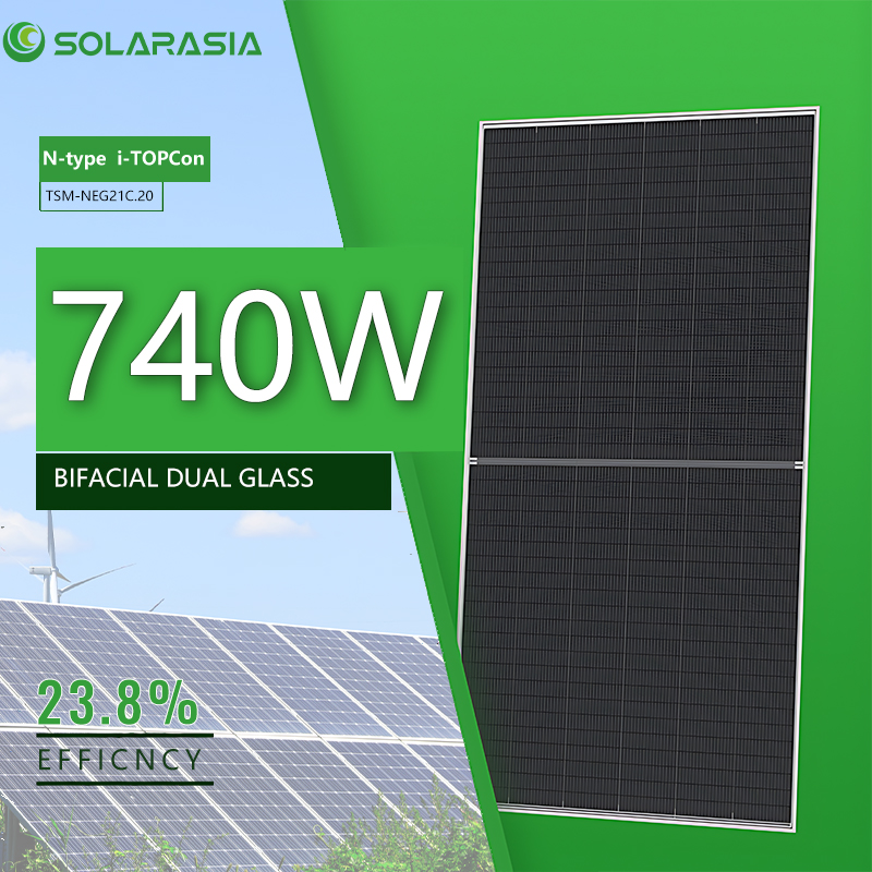 Trina Vertex n Type Solar Panels 715w 720w 725w 730w 735w 740w Monocrystalline Dual Glass Bifacial PV Panel for Industry