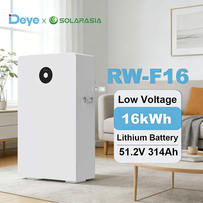 Low Voltage Deye Floor Mounted 16kwh Lithium Iron Phosphate Home Energy Storage Battery 51.2V 314ah Wall Mount Lithium Batteries