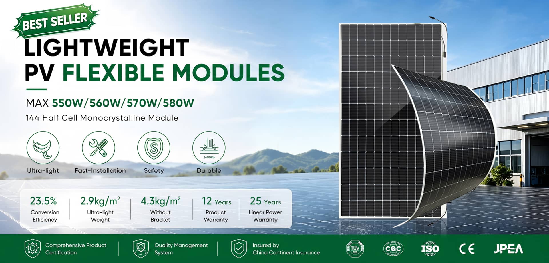 bannière de panneau solaire flexible